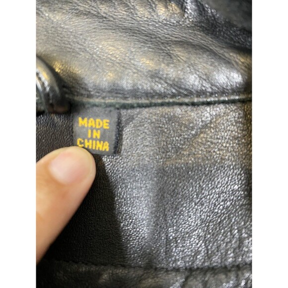 HJC Leather Jacket Mens 50 Black Blue Motorcycle Riding Gear Armor Zip - Picture 14 of 14